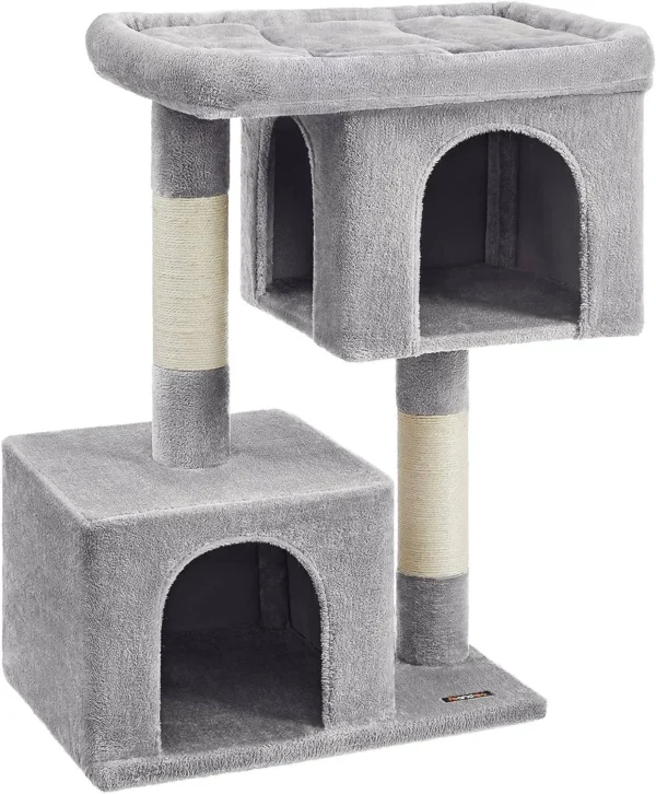 songmics Kattträd, katttorn 101 cm, XL, Cat Condo för extra stora katter upp till 20 kg, stor katt, grotta för 2 katter, skrapyta, ljusgrå PCT614W01